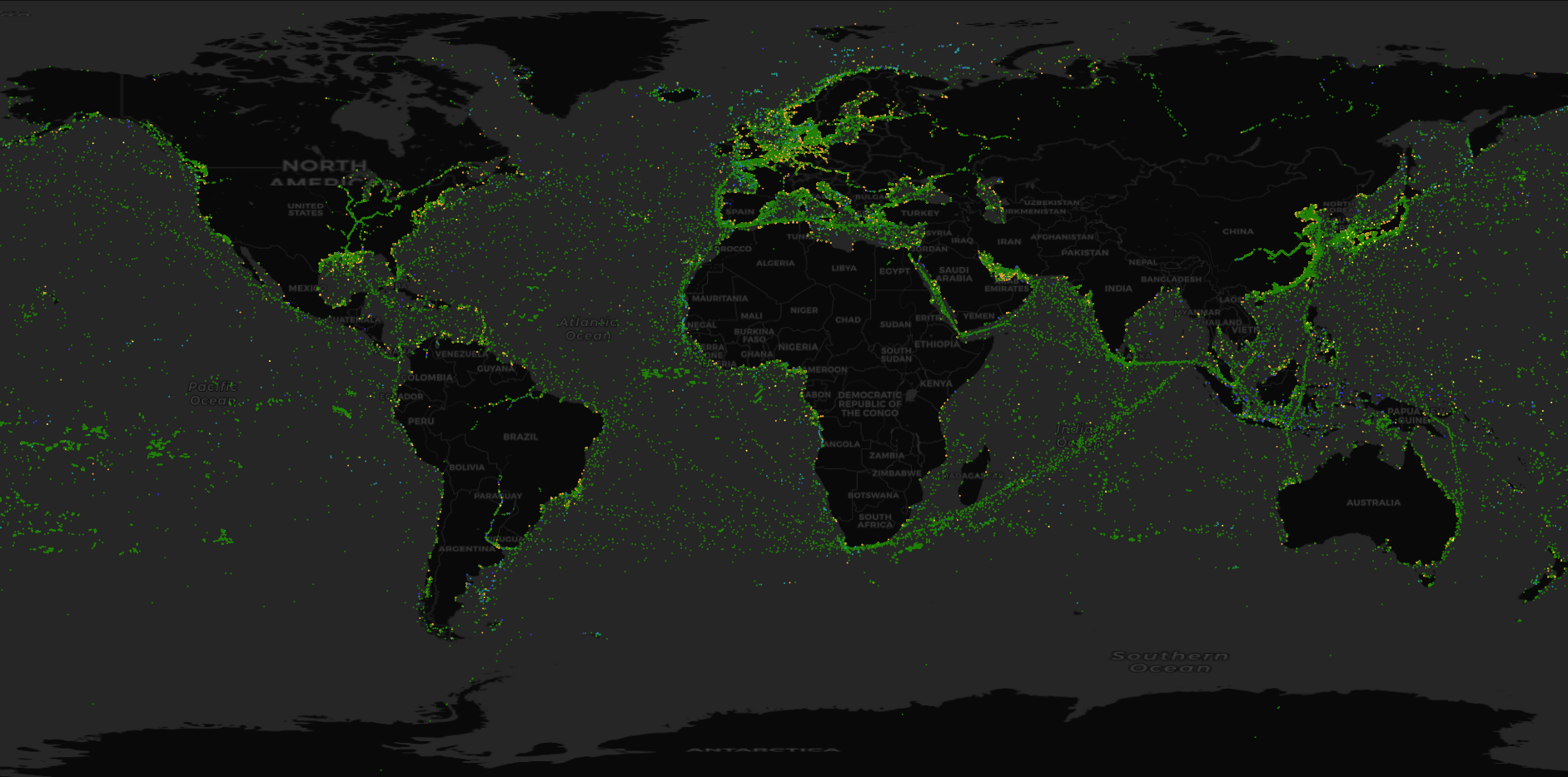 A snapshot of live global AIS data in the Optix platform