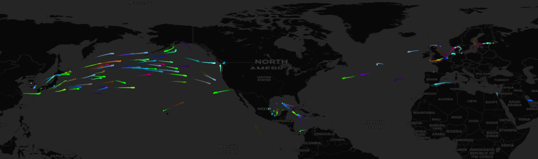 1 week historical AIS for vessels having a declared destination port within the US