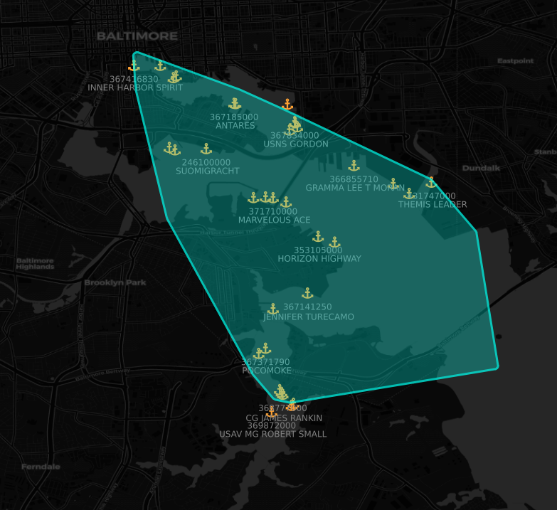 The Baltimore port polygon